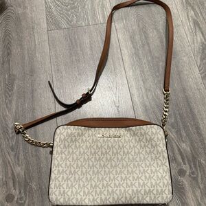 Michael Kors Tan and Brown Crossbody Bag